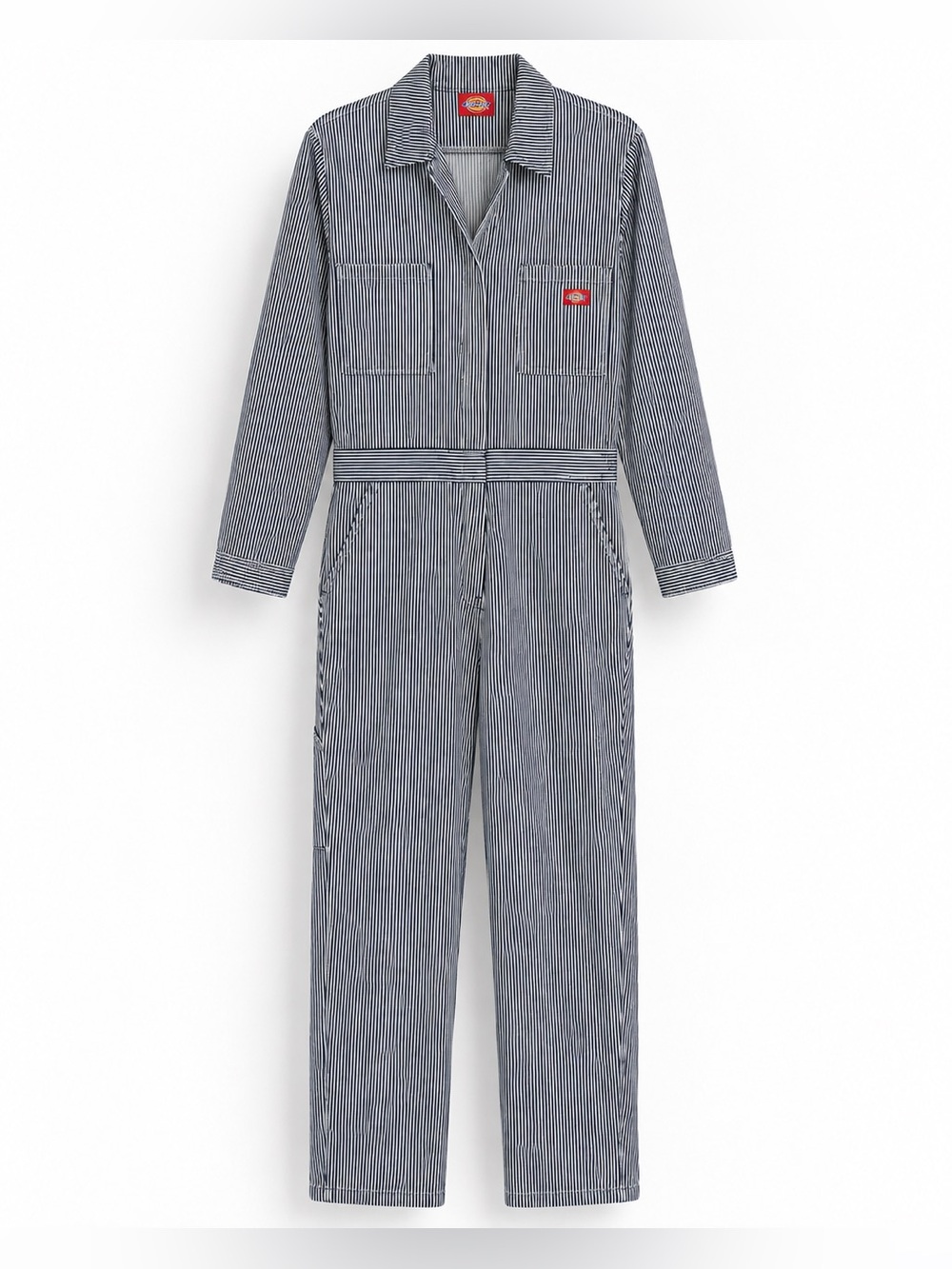 Dickies Navy and White Striped Workwear Jumpsuit